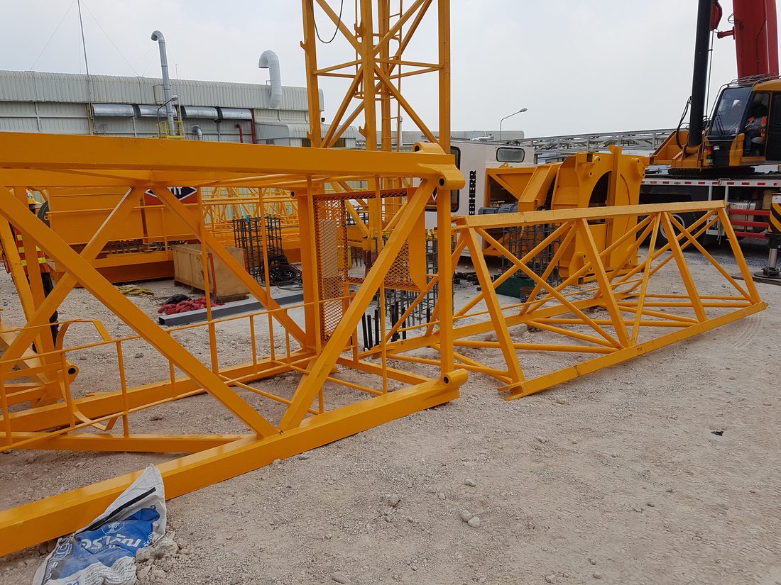 Tower crane erection on site